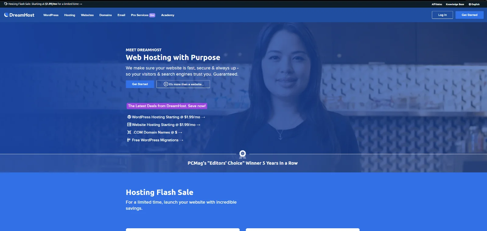 DreamHost homepage before the redesign
